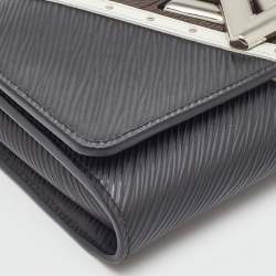 Pre Owned Louis Vuitton Black Epi Leather and Monogram Canvas Studded Twist Wallet on Chain