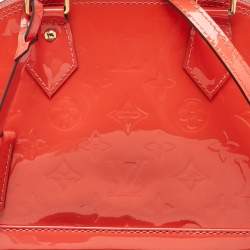 Pre Owned Louis Vuitton Rose Litchi Monogram Vernis Alma BB Bag