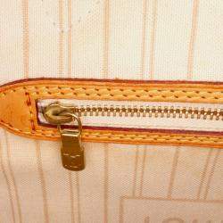 Pre Owned Louis Vuitton White Damier Azur Neverfull MM Bag