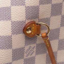 Pre Owned Louis Vuitton White Damier Azur Neverfull MM Bag
