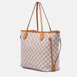 Pre Owned Louis Vuitton White Damier Azur Neverfull MM Bag