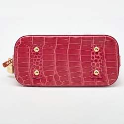 Pre Owned Louis Vuitton Pink Crocodile Alma BB Bag