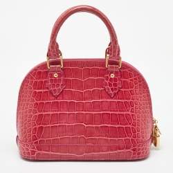 Pre Owned Louis Vuitton Pink Crocodile Alma BB Bag