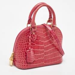 Pre Owned Louis Vuitton Pink Crocodile Alma BB Bag