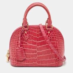 Pre Owned Louis Vuitton Pink Crocodile Alma BB Bag