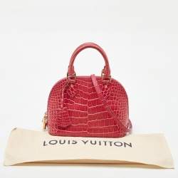 Pre Owned Louis Vuitton Pink Crocodile Alma BB Bag