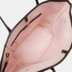 Pre Owned Louis Vuitton Neverfull MM Damier Ebene Rose Ballerine Coated Canvas Tote Bag