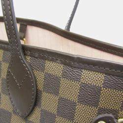 Pre Owned Louis Vuitton Neverfull MM Damier Ebene Rose Ballerine Coated Canvas Tote Bag