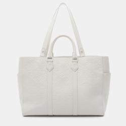 Pre Owned Louis Vuitton White Monogram Taurillon Sac Plat 24H Tote