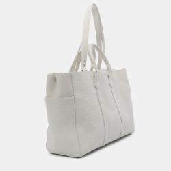 Pre Owned Louis Vuitton White Monogram Taurillon Sac Plat 24H Tote