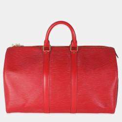 Pre Owned Louis Vuitton Vintage Red Epi Leather Keepall 45 Bag
