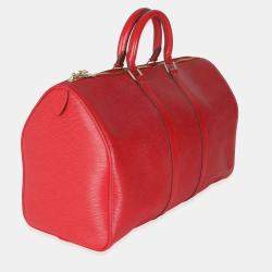 Pre Owned Louis Vuitton Vintage Red Epi Leather Keepall 45 Bag