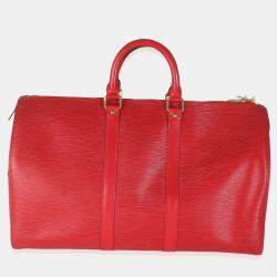 Pre Owned Louis Vuitton Vintage Red Epi Leather Keepall 45 Bag
