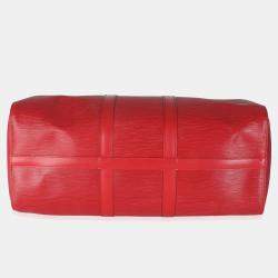 Pre Owned Louis Vuitton Vintage Red Epi Leather Keepall 45 Bag