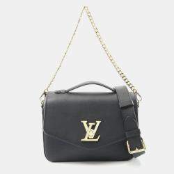 Pre Owned Louis Vuitton Lockme Oxford Black Leather Shoulder Bag