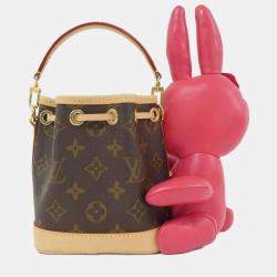 Pre Owned Louis Vuitton Nano Noe Fuschia Marron Monogram Coated Canvas Bucket Bag