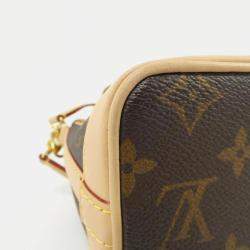 Pre Owned Louis Vuitton Nano Noe Fuschia Marron Monogram Coated Canvas Bucket Bag