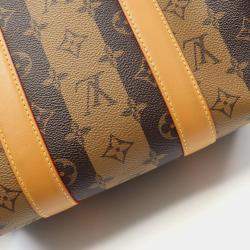 Pre Owned Louis Vuitton City Keepall Monogram Stripe Brown Coated Canvas Shoulder Bag
