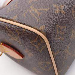 Pre Owned Louis Vuitton Speedy Bandouliere 20 Beige Monogram Canvas Leather Handbag