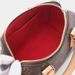 Pre Owned Louis Vuitton Speedy Bandouliere 20 Beige Monogram Canvas Leather Handbag