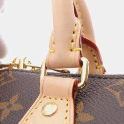 Pre Owned Louis Vuitton Speedy Bandouliere 20 Beige Monogram Canvas Leather Handbag