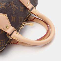 Pre Owned Louis Vuitton Speedy Bandouliere 20 Beige Monogram Canvas Leather Handbag
