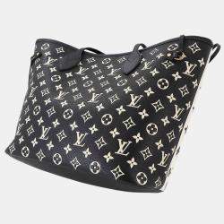 Pre Owned Louis Vuitton Neverfull MM Monogram Empreinte Black White Leather Tote Bag