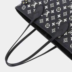 Pre Owned Louis Vuitton Neverfull MM Monogram Empreinte Black White Leather Tote Bag