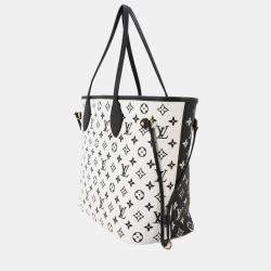 Pre Owned Louis Vuitton Neverfull MM Monogram Empreinte Black White Leather Tote Bag