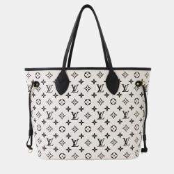 Pre Owned Louis Vuitton Neverfull MM Monogram Empreinte Black White Leather Tote Bag