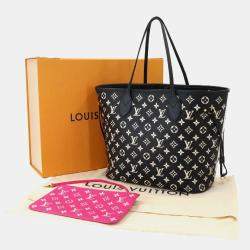 Pre Owned Louis Vuitton Neverfull MM Monogram Empreinte Black White Leather Tote Bag