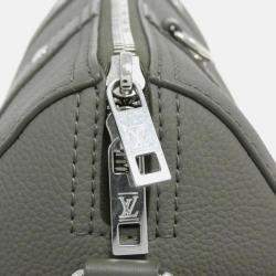 Pre Owned Louis Vuitton City Keepall LV Aerogram Black Leather Boston Bag