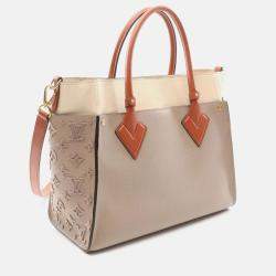 Pre Owned Louis Vuitton On My Side Beige Bordeaux Leather Monogram Tuftage Handbag