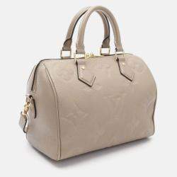 Pre Owned Louis Vuitton Speedy Bandouliere 25 Tourterelle Monogram Empreinte Leather Handbag
