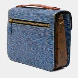 Pre Owned Louis Vuitton Blue Brown Epi Denim Pochette Metis