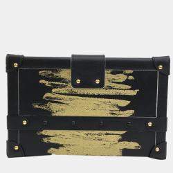 Pre Owned Louis Vuitton Black Leather Golden Light Petite Malle