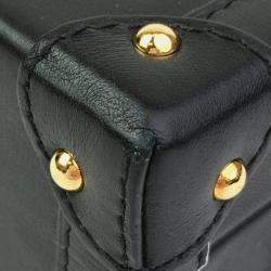 Pre Owned Louis Vuitton Black Leather Golden Light Petite Malle