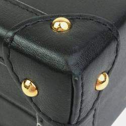 Pre Owned Louis Vuitton Black Leather Golden Light Petite Malle