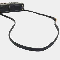 Pre Owned Louis Vuitton Black Leather Golden Light Petite Malle