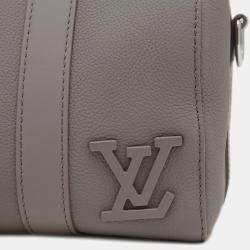 Pre Owned Louis Vuitton Aerogram City Keepall Grey Leather Shoulder Bag