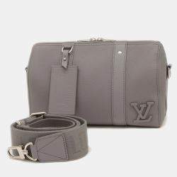 Pre Owned Louis Vuitton Aerogram City Keepall Grey Leather Shoulder Bag