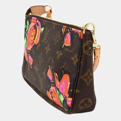 Pre Owned Louis Vuitton Pochette Accessoires Rose Monogram Brown Pink Coated Canvas Shoulder Bag