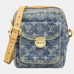 Pre Owned Louis Vuitton Denim Monogram Blue Camera Bag