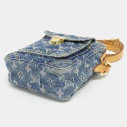 Pre Owned Louis Vuitton Denim Monogram Blue Camera Bag