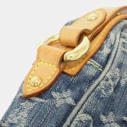 Pre Owned Louis Vuitton Denim Monogram Blue Camera Bag