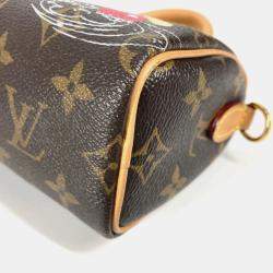 Pre Owned Louis Vuitton Vivienne Nano Speedy Monogram Brown Coated Canvas Shoulder Bag