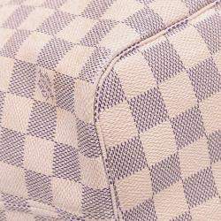 Pre Owned Louis Vuitton White Damier Azur Neverfull MM