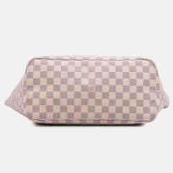 Pre Owned Louis Vuitton White Damier Azur Neverfull MM