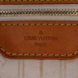 Pre Owned Louis Vuitton White Damier Azur Neverfull MM