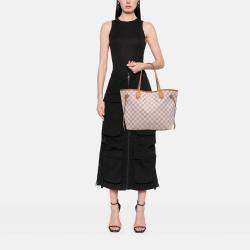 Pre Owned Louis Vuitton White Damier Azur Neverfull MM